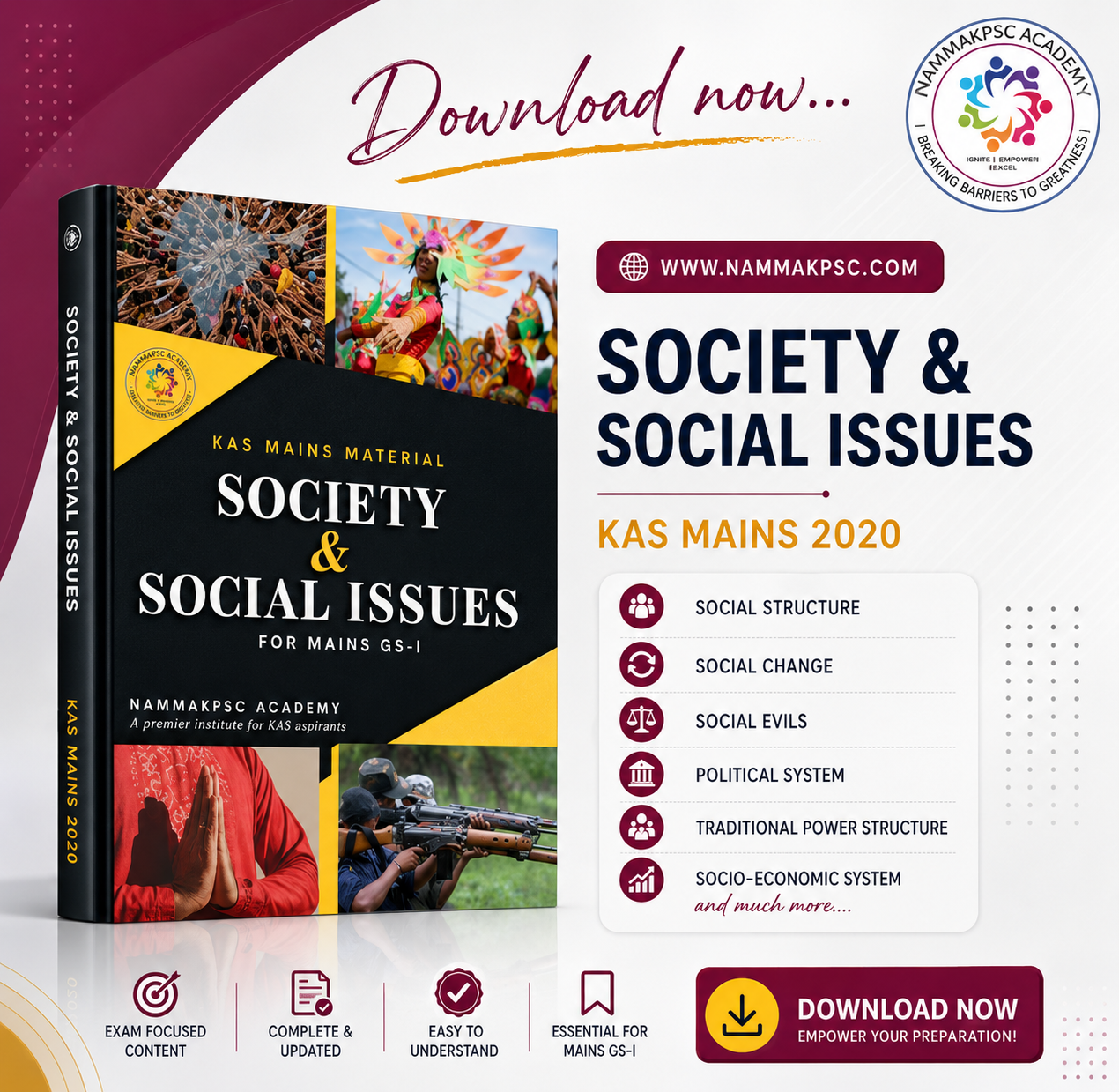 Society & Social issues- KAS Mains (GS-1 Section-II) (English) (e-copy)