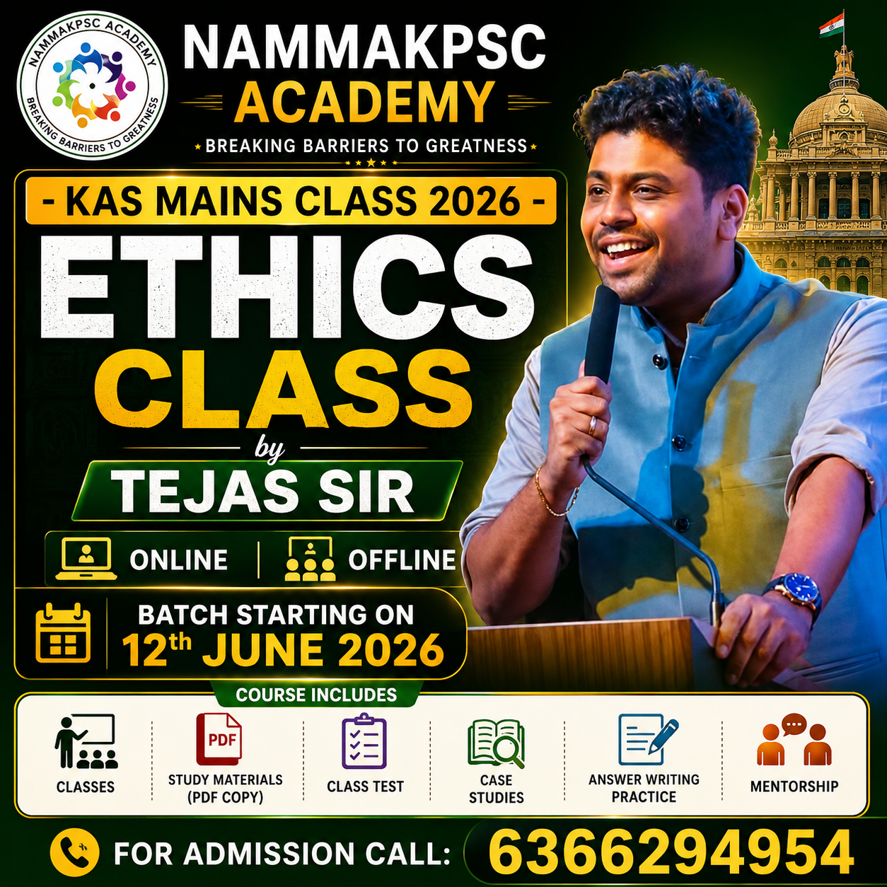 KAS Mains 2026 Ethics Course by Tejas Sir | Online & Offline Classes | NAMMAKPSC Academy