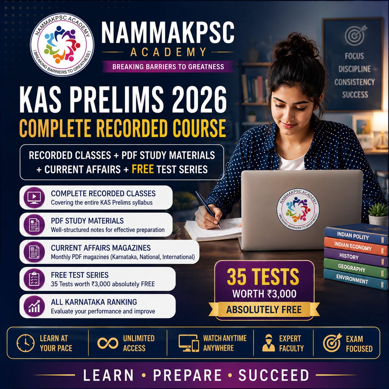 KAS Prelims 2026 Complete Recorded Course (Paper 1 & Paper 2) | Recorded Classes + PDF Study Materials + Current Affairs + FREE Test Series